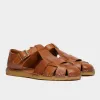 Todd Snyder x Gardenheir Leather Fisherman Sandals in Cognac sold by Gardenheir