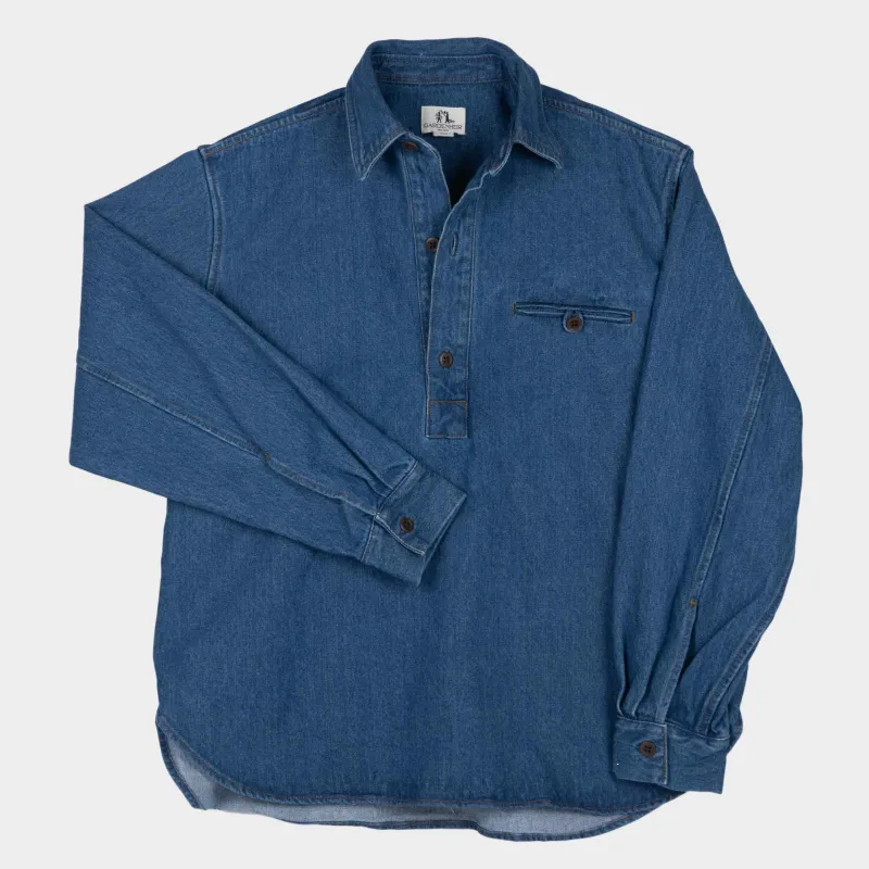 Japanese Denim Gardening Smock No. 2 in Dark Denim sold by Gardenheir