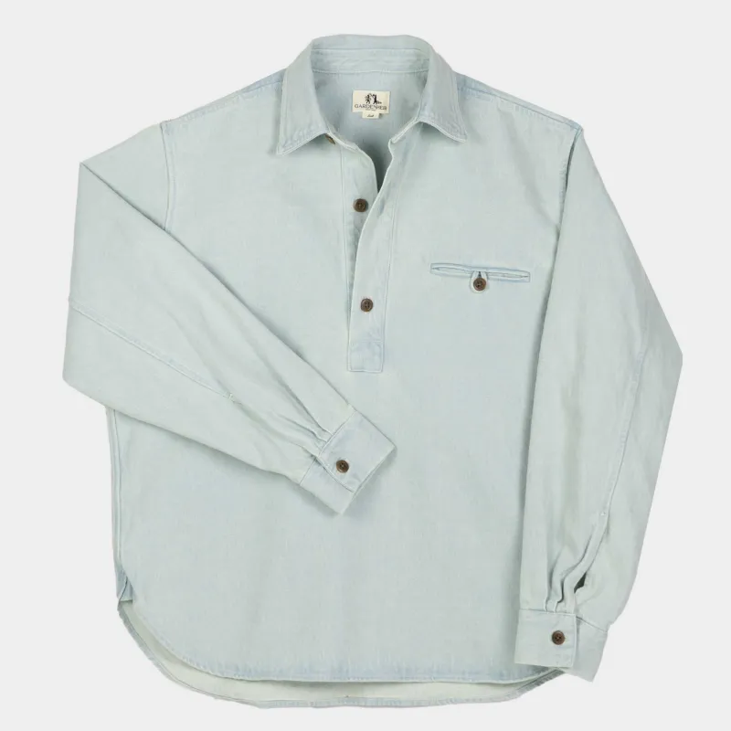 Japanese Denim Gardening Smock No. 2 in Light Denim sold by Gardenheir