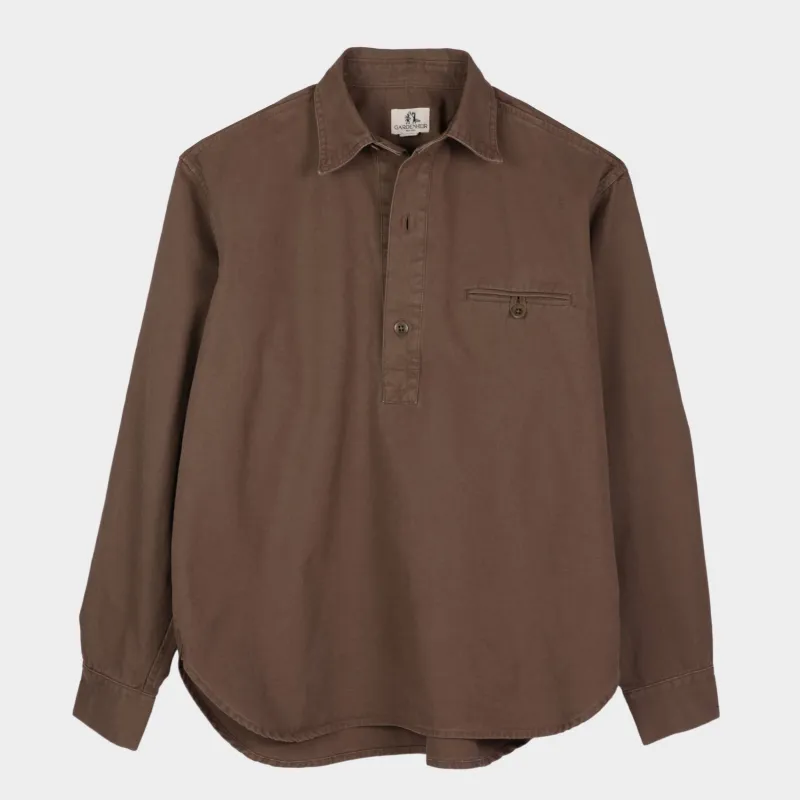 Washed Cotton Gardening Smock No. 2 in Bark sold by Gardenheir