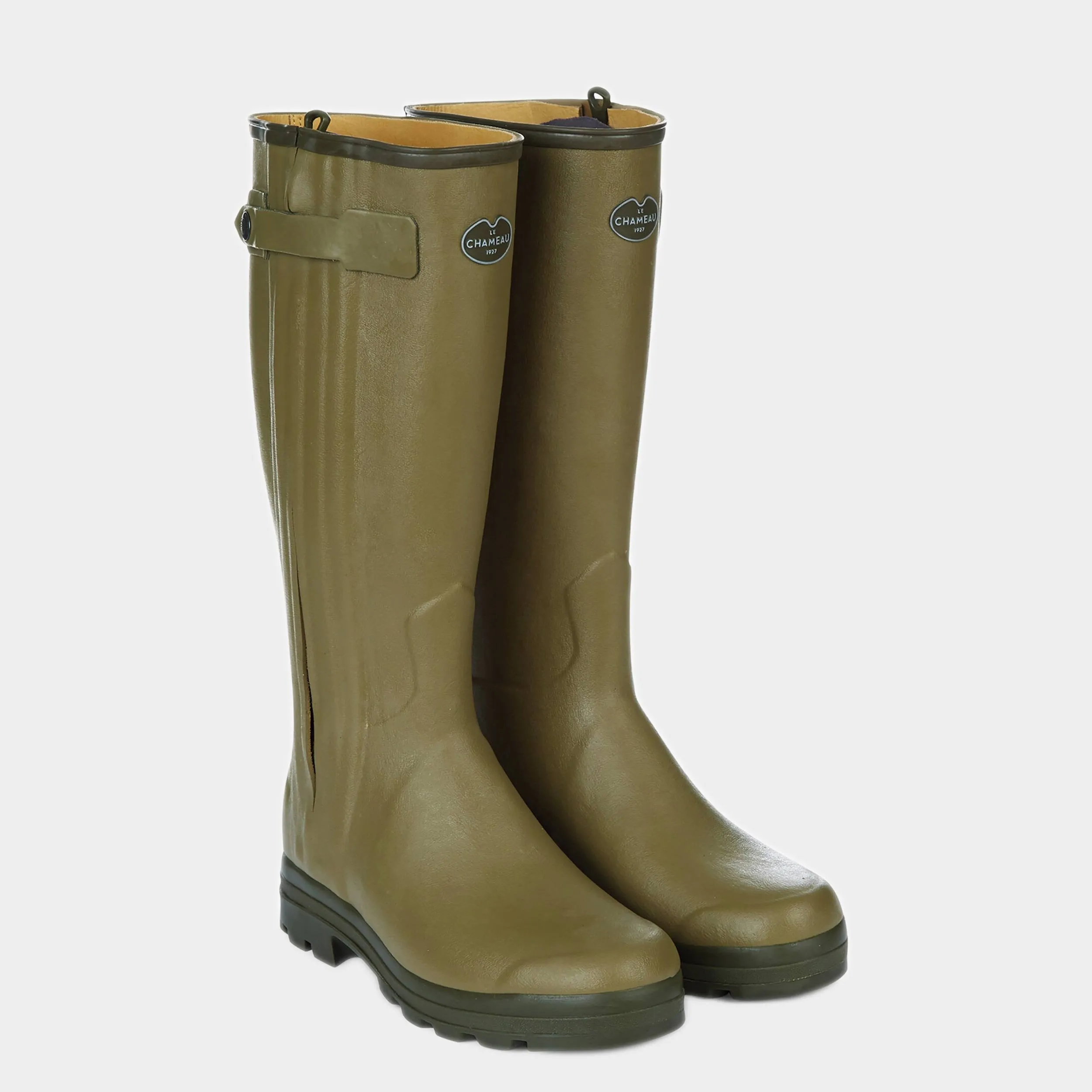 Le Chameau Mens CHASSEUR LEATHER LINED BOOT in Vert Vierzon sold by Gardenheir