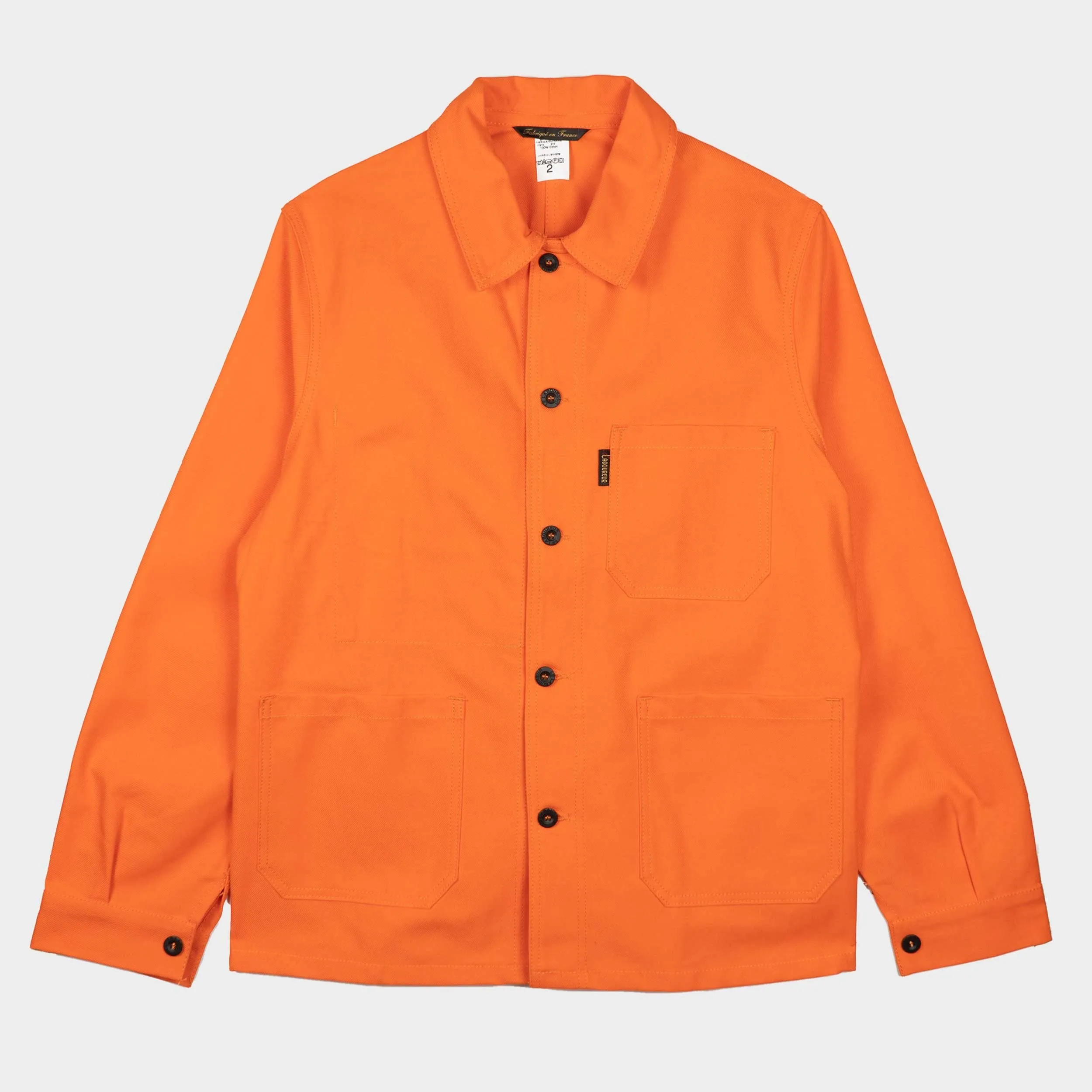 Le Laboureur French Cotton Work Jacket in Safety Orange sold by Gardenheir