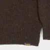 Le Laboureur Recycled Wool Quarter Zip Sweater in Brown sold by Gardenheir