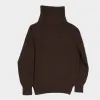 Le Laboureur Recycled Wool Quarter Zip Sweater in Brown sold by Gardenheir