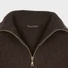 Le Laboureur Recycled Wool Quarter Zip Sweater in Brown sold by Gardenheir