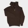 Le Laboureur Recycled Wool Quarter Zip Sweater in Brown sold by Gardenheir