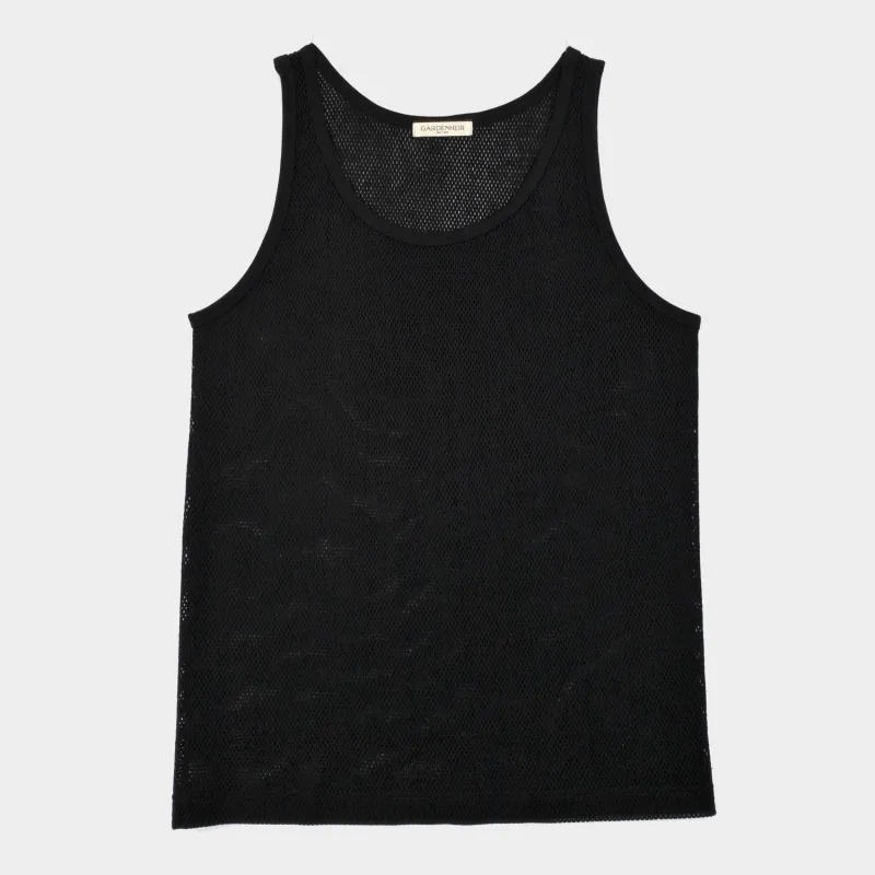 Cotton Mesh Tank Top in Black sold by Gardenheir