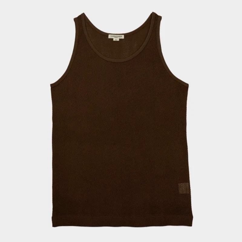 Cotton Mesh Tank Top in Walnut sold by Gardenheir