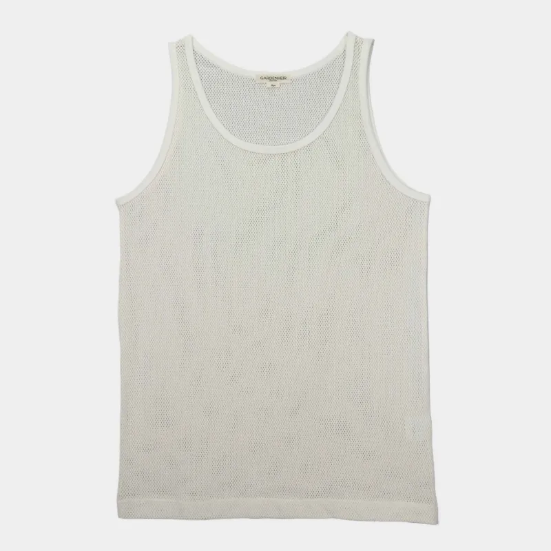 Cotton Mesh Tank Top in Alabaster sold by Gardenheir