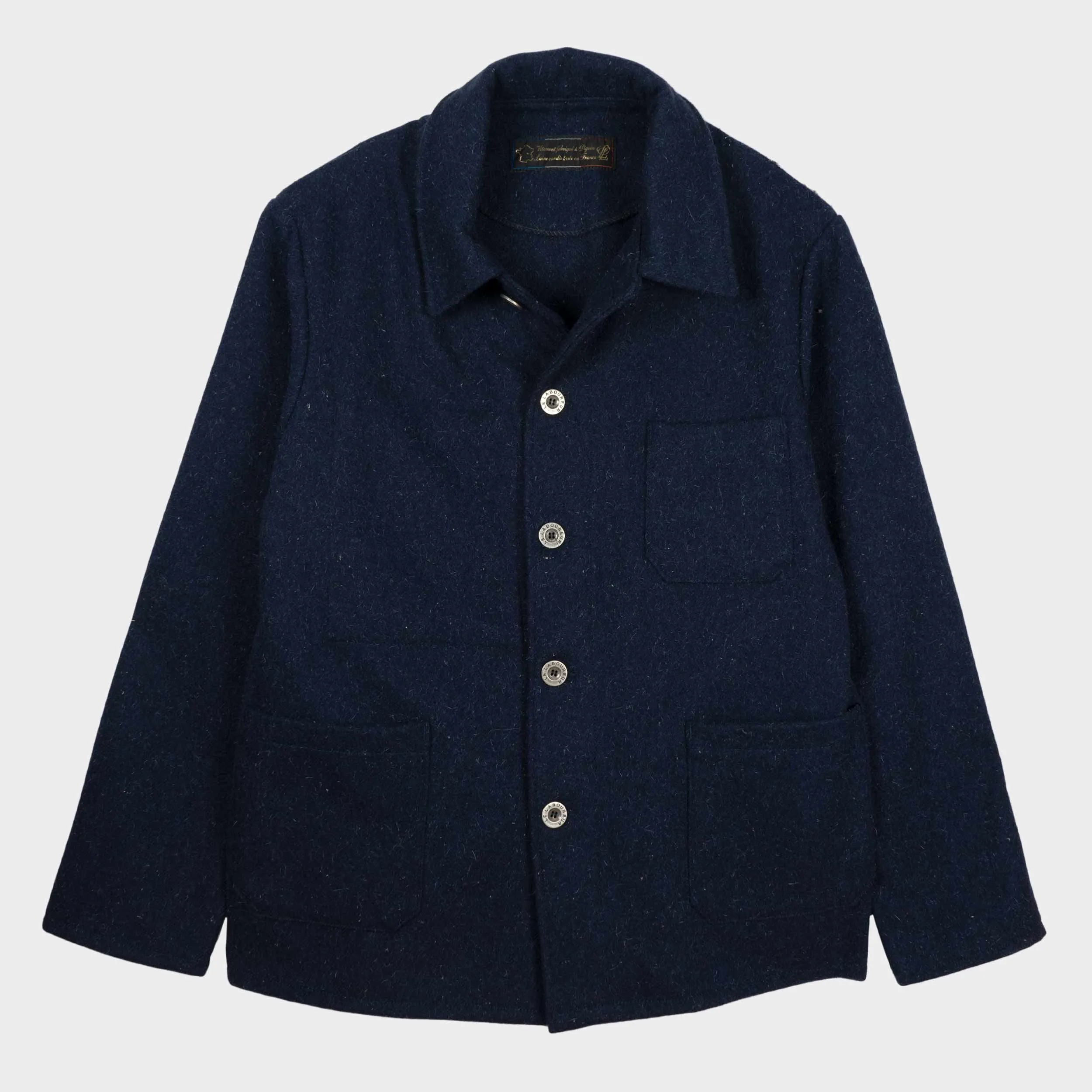 Le Laboureur French Wool Field Coat in Navy Blue sold by Gardenheir