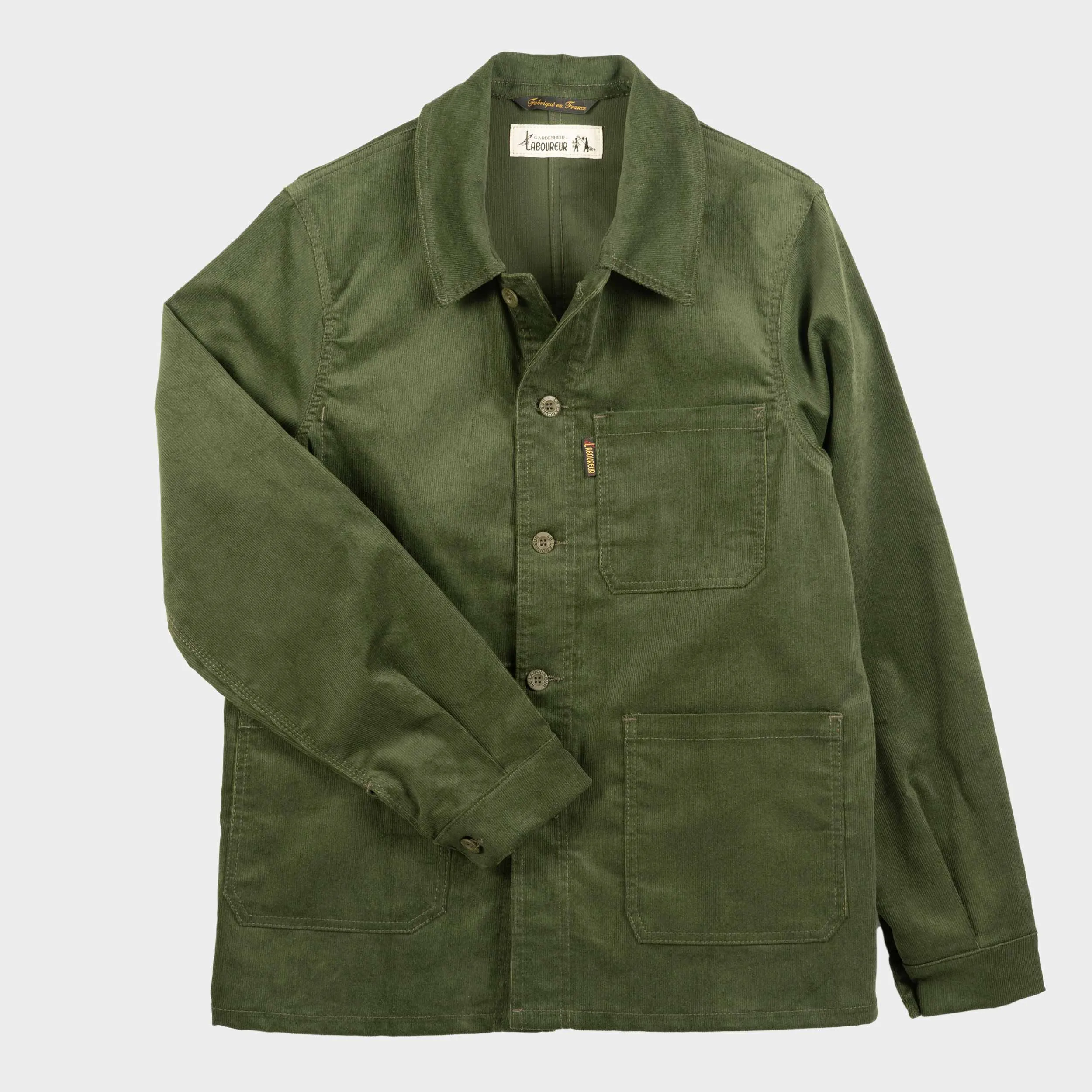 Le Laboureur X Gardenheir Fine Corduroy Work Jacket in Evergreen sold by Gardenheir