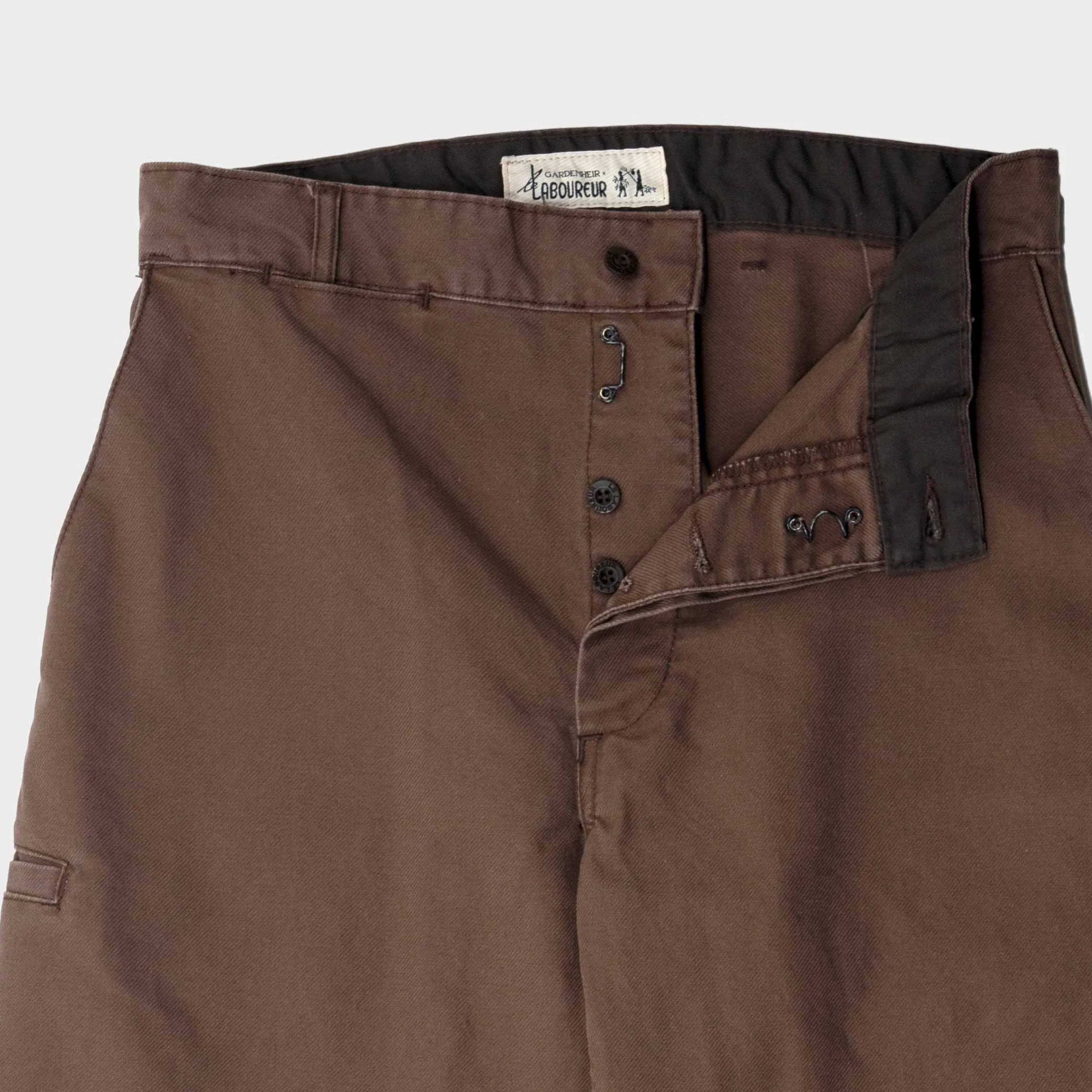 Le Laboureur x Gardenheir French Cotton Farm Pant in Stonewashed Brown sold by Gardenheir product image thumbnail 3