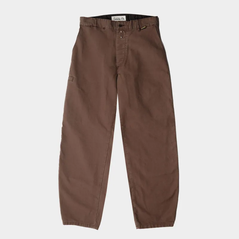 Le Laboureur x Gardenheir French Cotton Farm Pant in Stonewashed Brown sold by Gardenheir