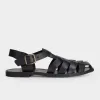 Calfskin Leather Fisherman Sandals in Black sold by Gardenheir