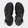 Calfskin Leather Fisherman Sandals in Black sold by Gardenheir