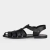 Calfskin Leather Fisherman Sandals in Black sold by Gardenheir