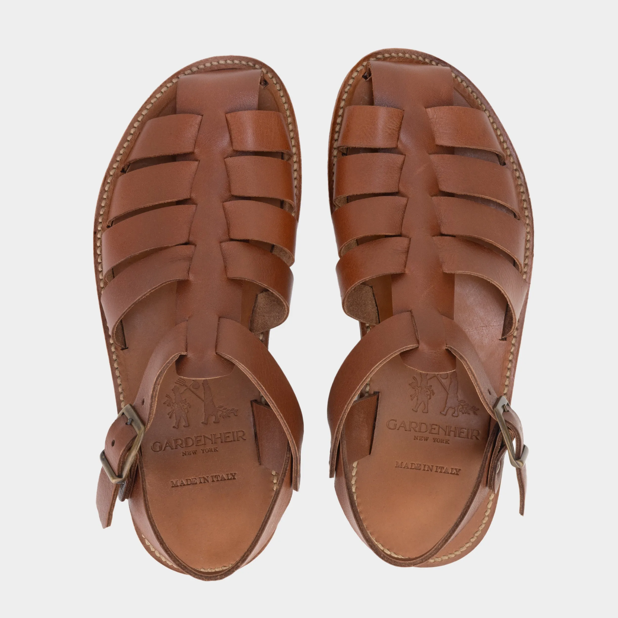 Calfskin Leather Fisherman Sandals in Cognac sold by Gardenheir product image thumbnail 2