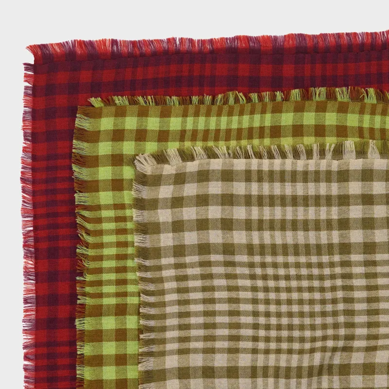 Himalayan Cashmere Hand Spun Oversized Kerchief Scarf in Plaid sold by Gardenheir