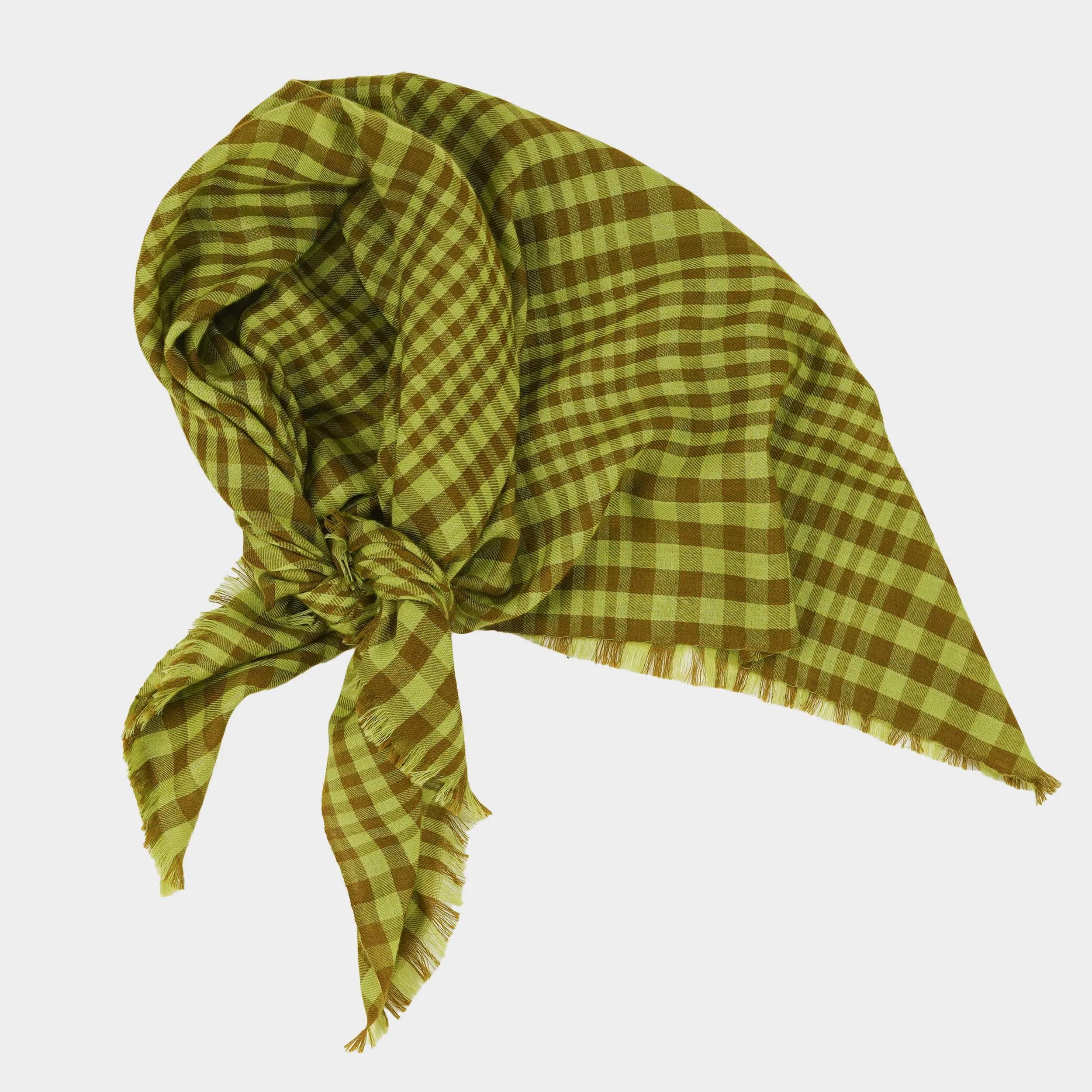 Himalayan Cashmere Hand Spun Oversized Kerchief Scarf in Plaid sold by Gardenheir product image thumbnail 5
