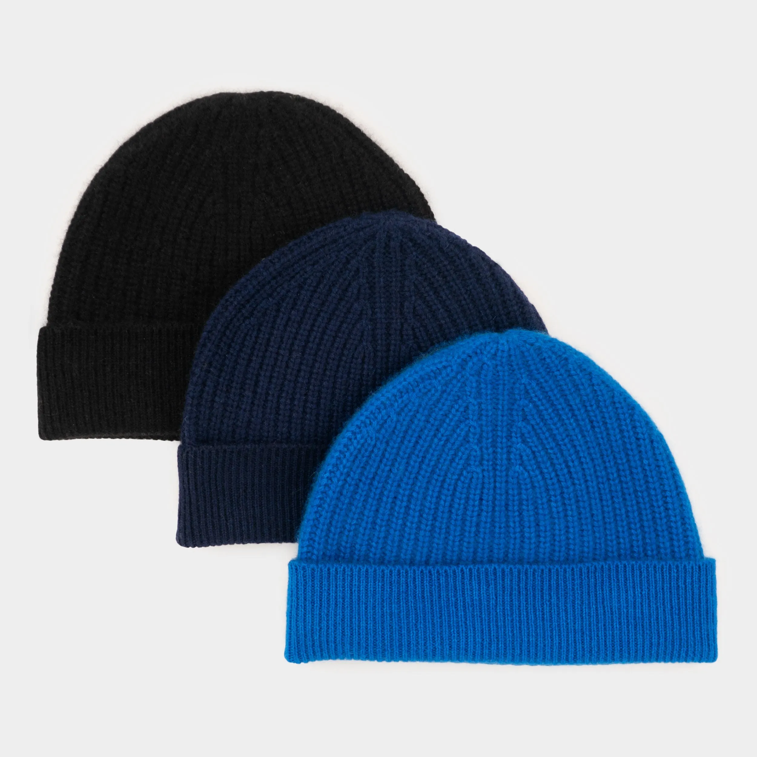 Himalayan Cashmere Fisherman Ribbed Beanie - Marine Palette sold by Gardenheir