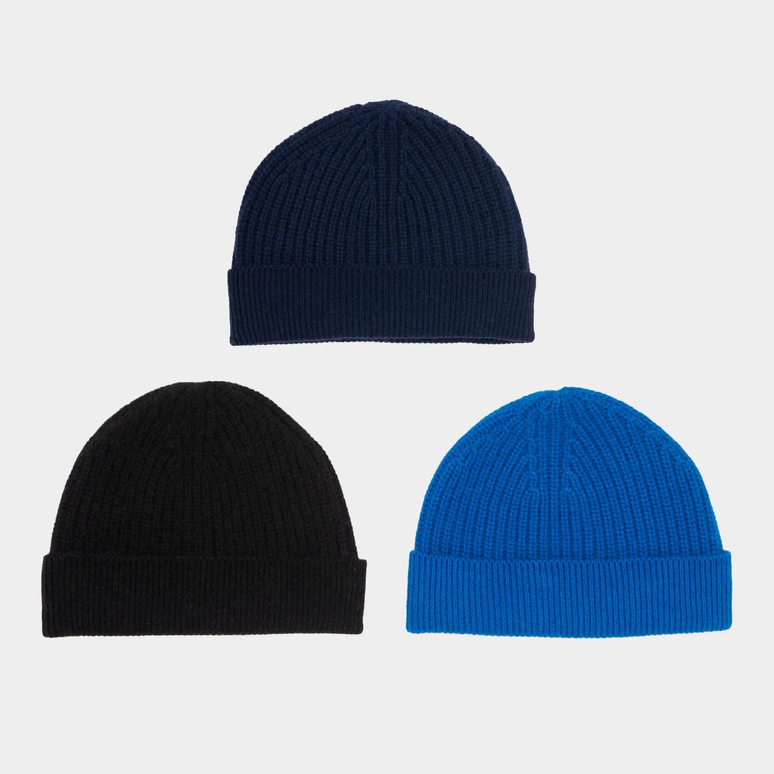 Himalayan Cashmere Fisherman Ribbed Beanie - Marine Palette sold by Gardenheir product image thumbnail 2