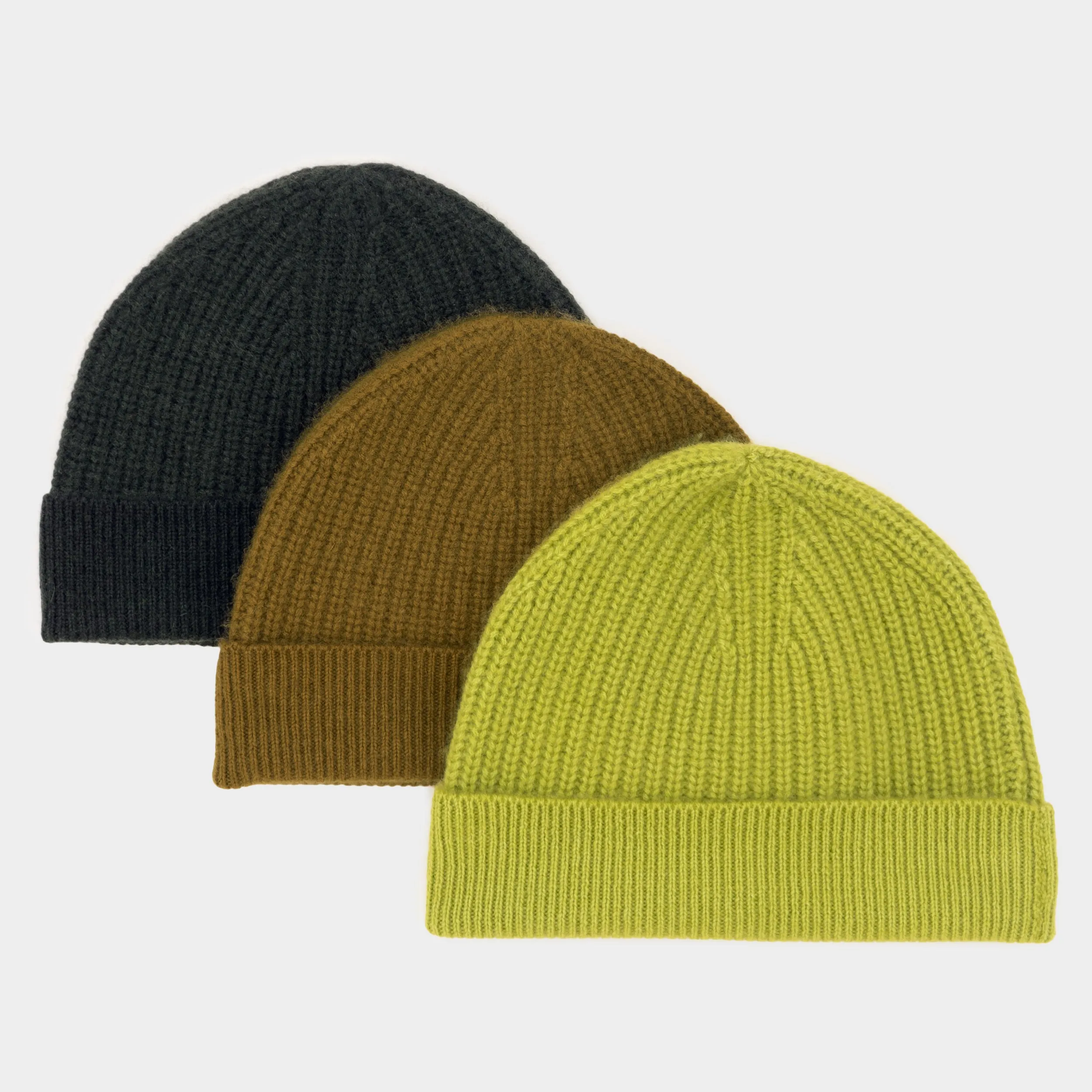 Himalayan Cashmere Fisherman Ribbed Beanie - Arboretum Palette sold by Gardenheir