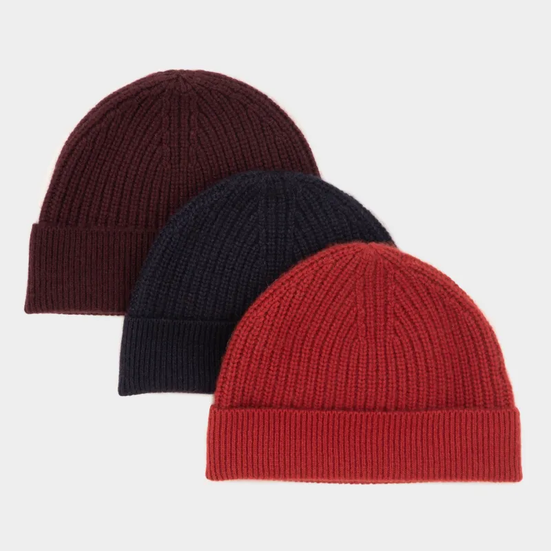 Himalayan Cashmere Fisherman Ribbed Beanie - Orchard Palette sold by Gardenheir