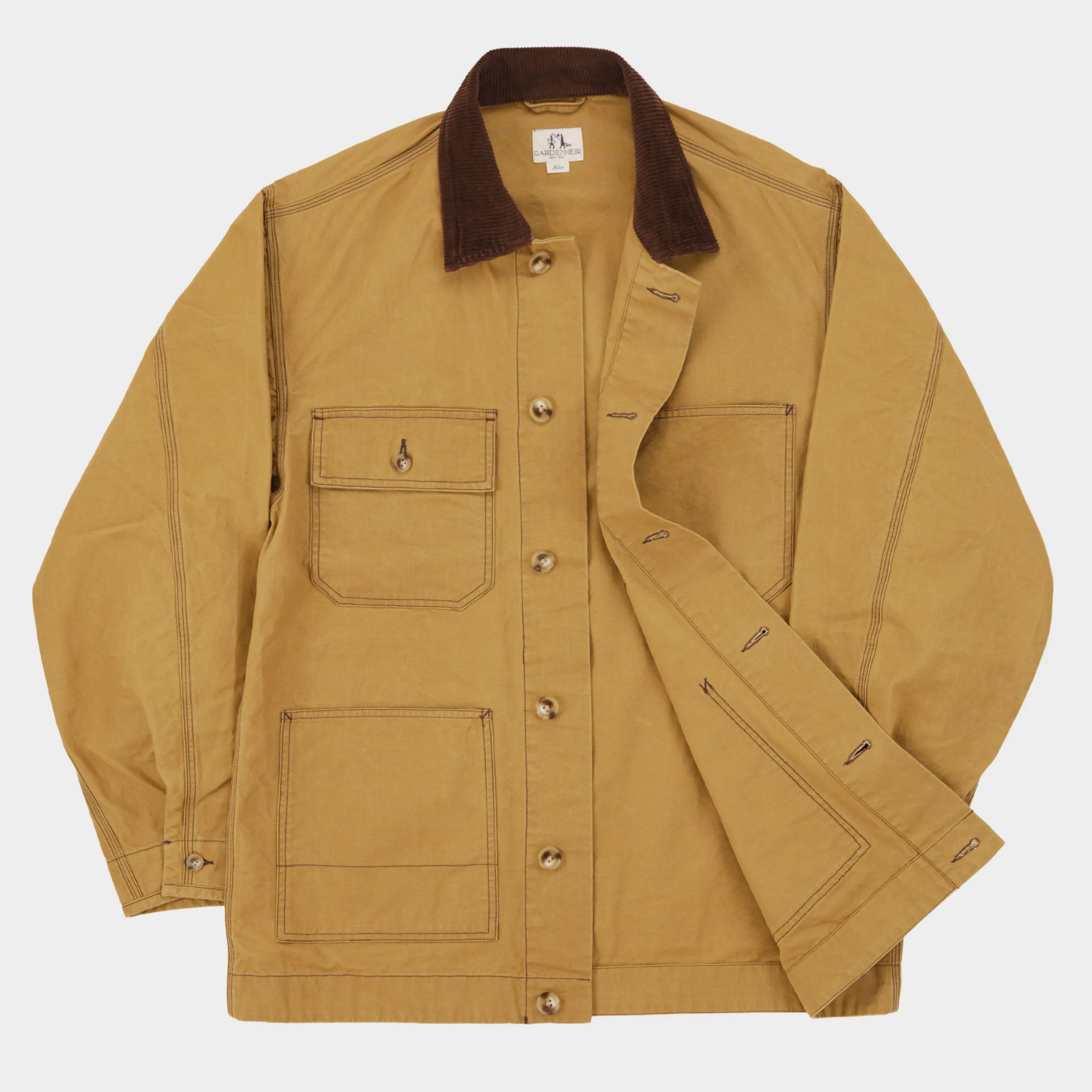 Waxed Cotton Canvas Barn Jacket in Hay sold by Gardenheir