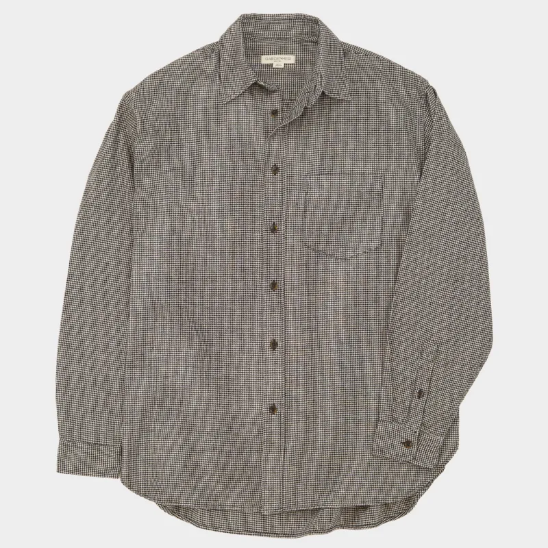 Gardening Chemise in Organic Flannel Houndstooth - Black sold by Gardenheir