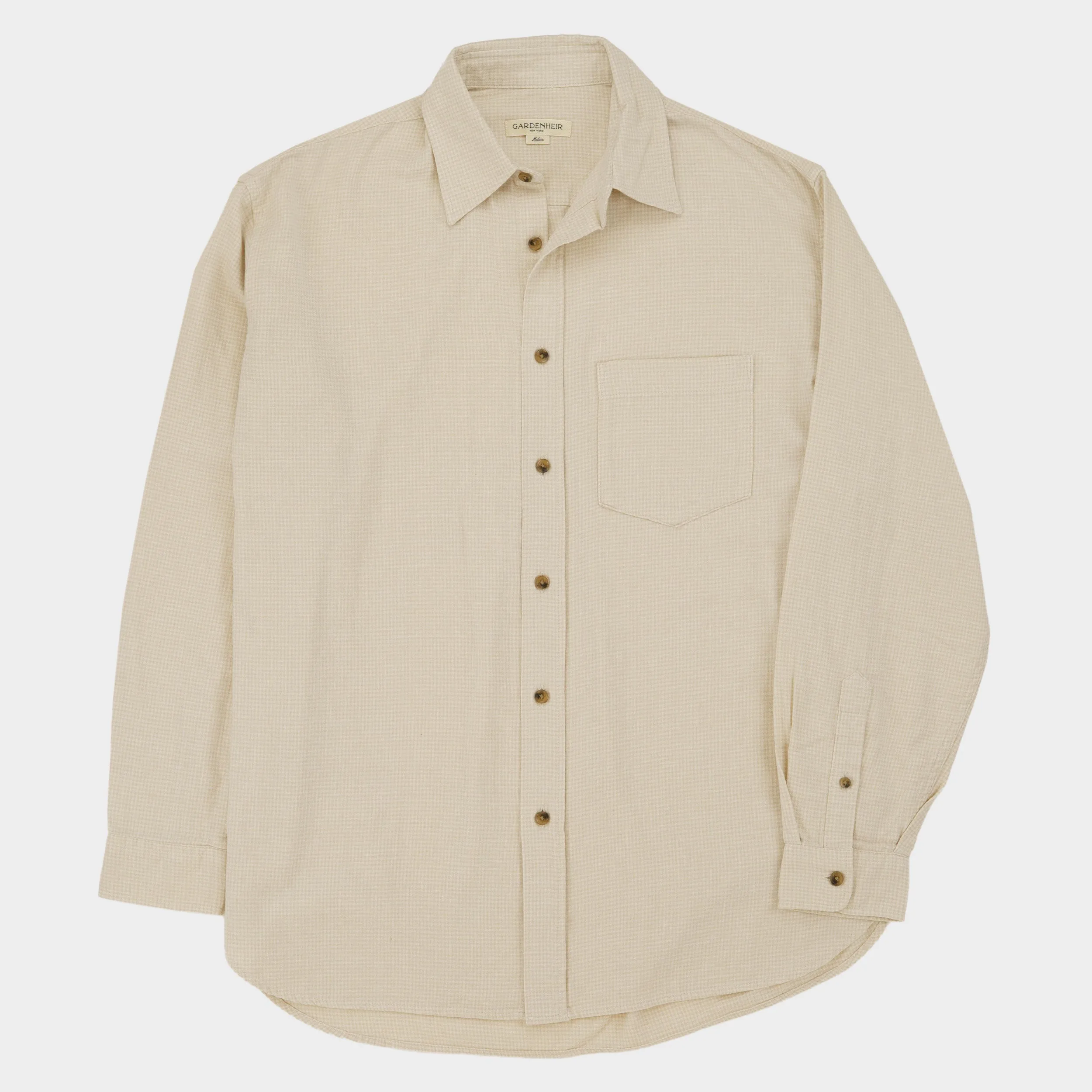 Gardening Chemise in Organic Flannel Houndstooth - Cream sold by Gardenheir