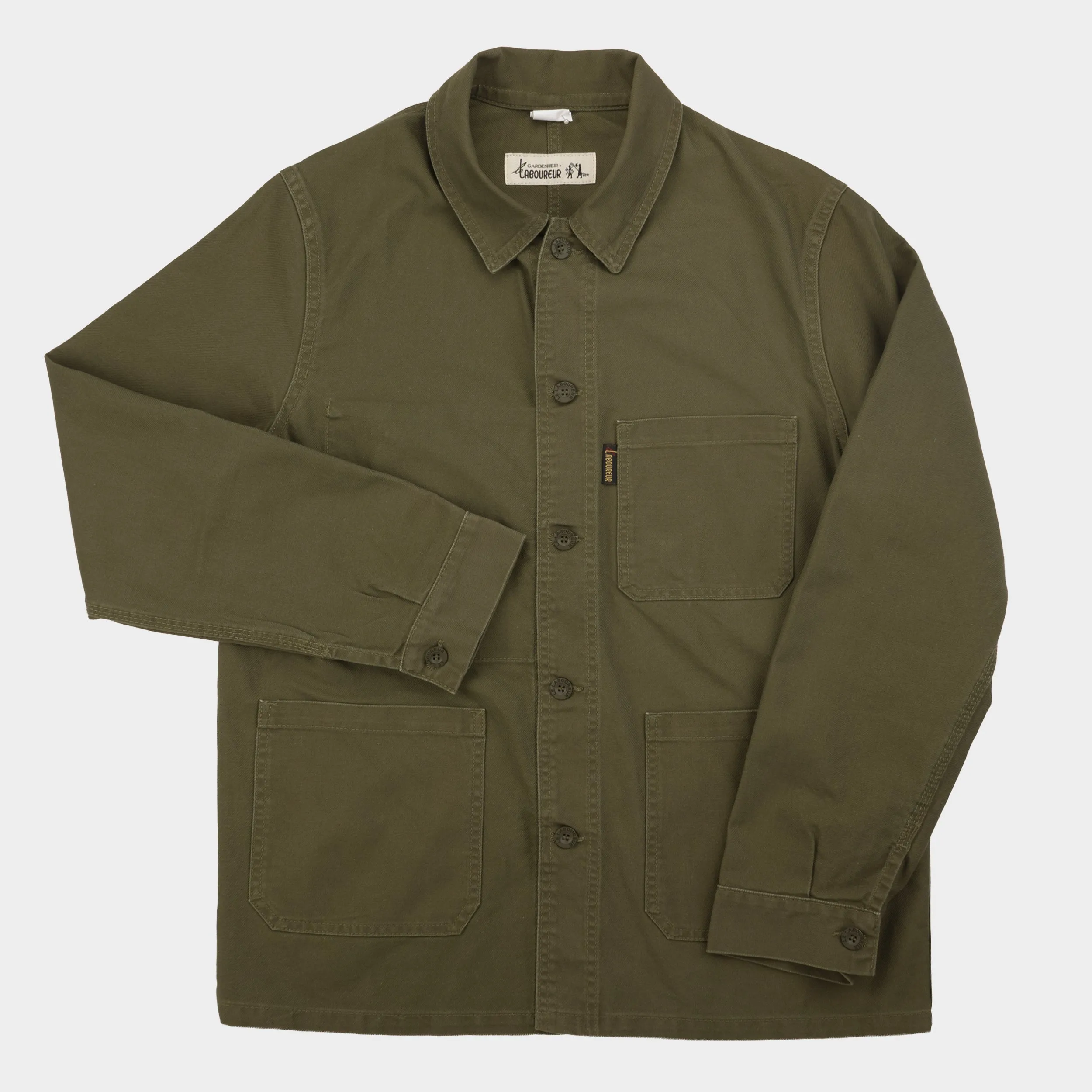 Le Laboureur x Gardenheir French Cotton Work Jacket in Stonewashed Olive sold by Gardenheir
