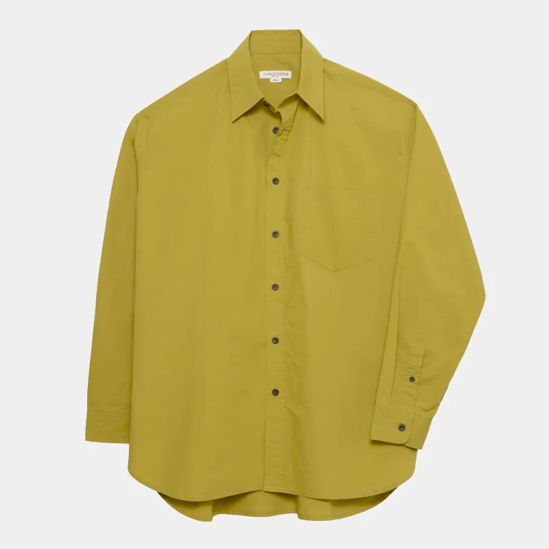 Japanese Typewriter Cotton Gardening Chemise in Chartreuse made by Gardenheir