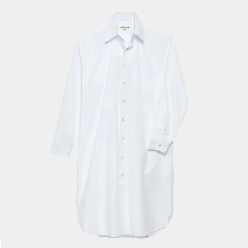 Cotton Oxford Long Gardening Chemise in White made by Gardenheir