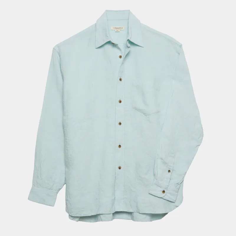 Washed Linen Gardening Chemise in Sky Blue made by Gardenheir