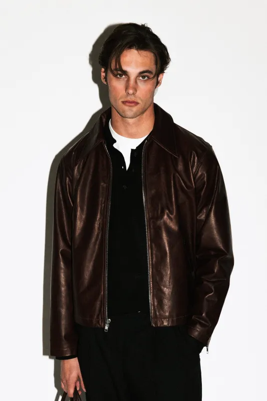 Fairfax Leather Blouson  |  Chocolate Brown sold by California Arts