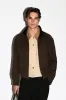 Terrace Suede Collar Harrington Jacket | Chocolate Brown sold by California Arts