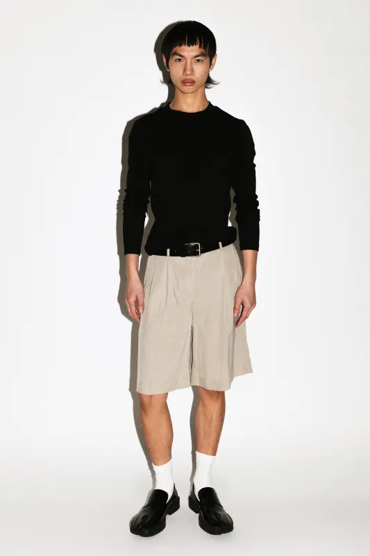 Moreno Pleated Bermuda Shorts  |  Taupe sold by California Arts