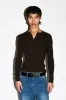 Murray Slim Long Sleeve Silk Henley | Chocolate Brown sold by California Arts