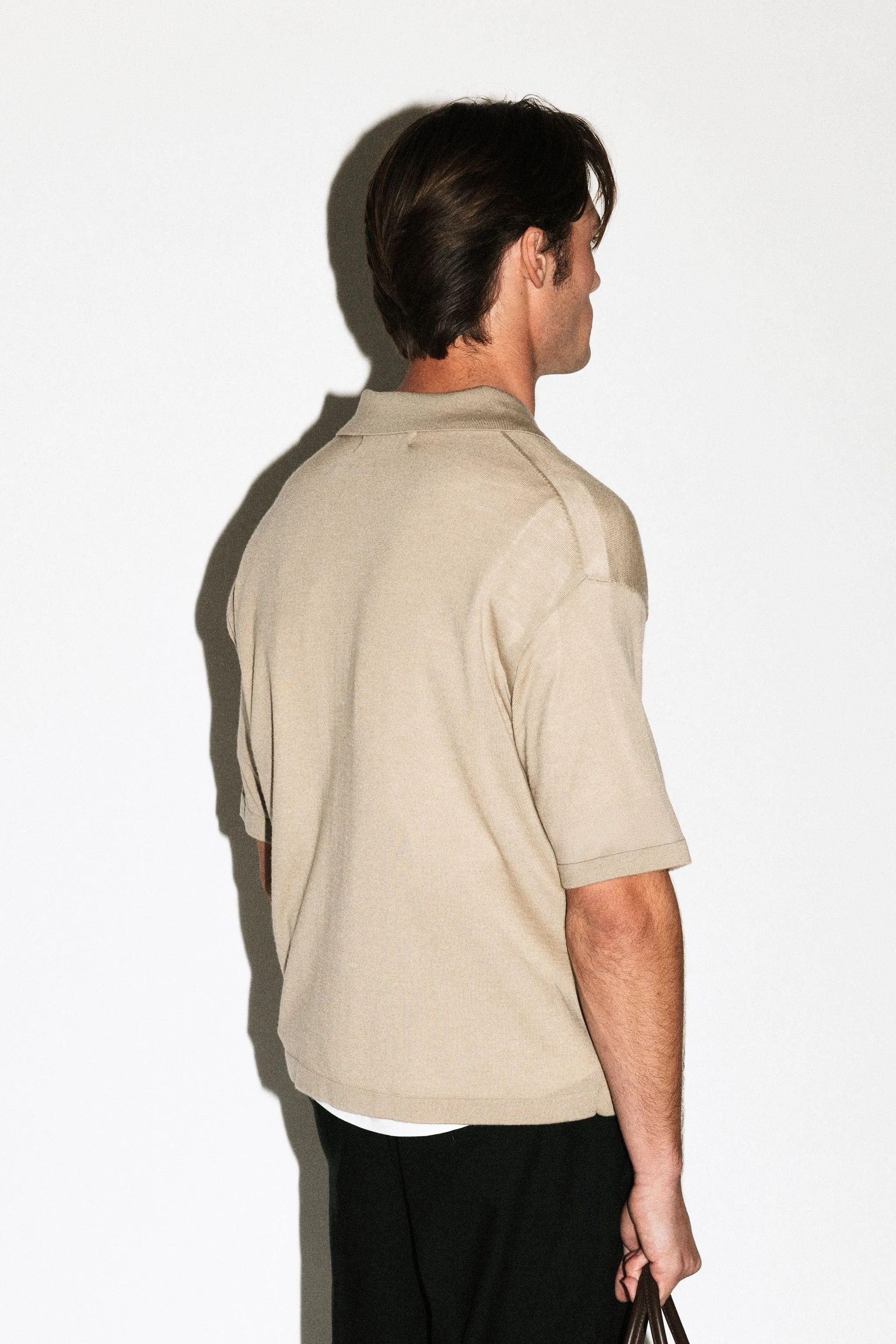 Deane Oversized Merino Polo | Travertine sold by California Arts product image thumbnail 3