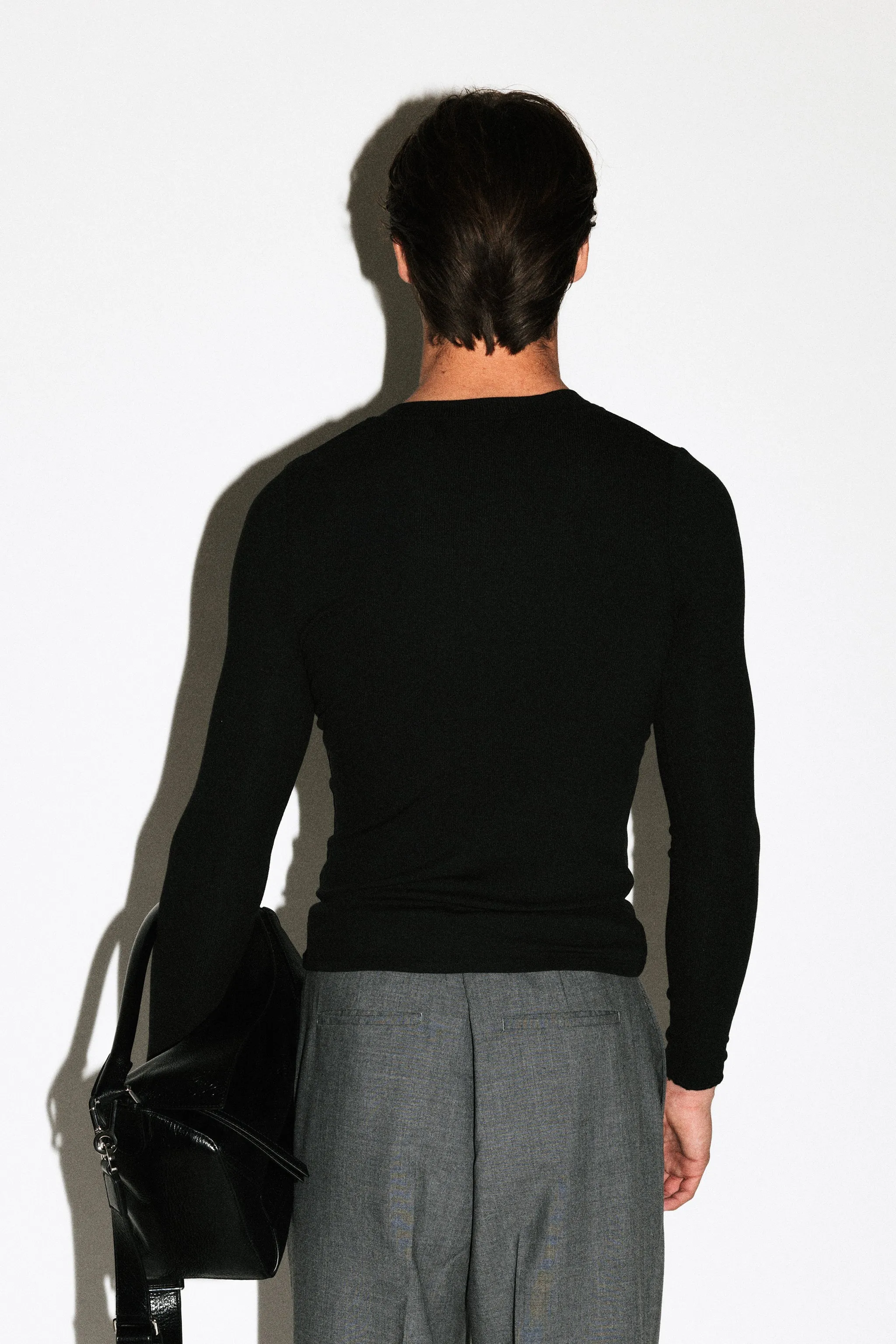 Murray Slim Long Sleeve Silk Henley | Black sold by California Arts product image thumbnail 4