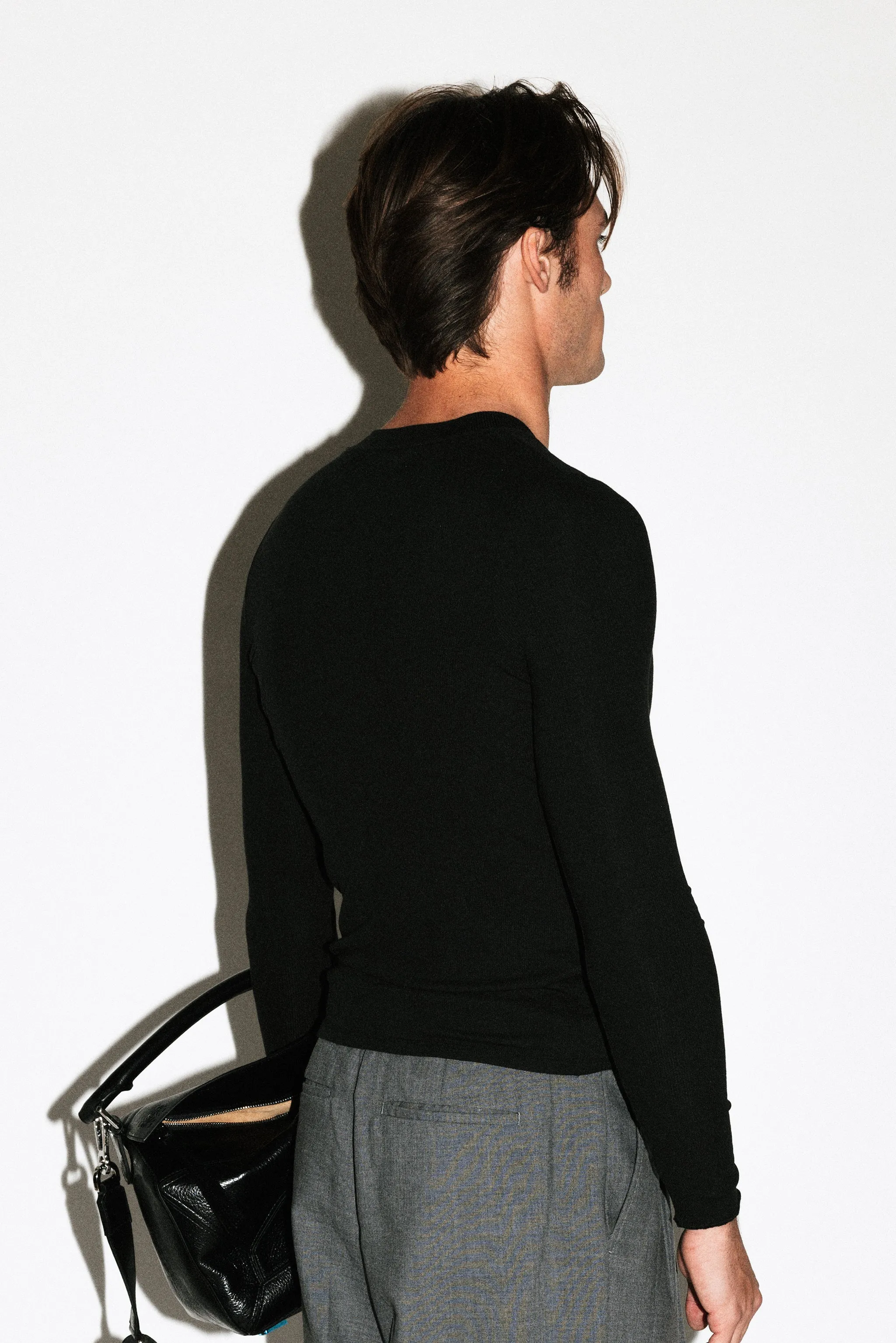 Murray Slim Long Sleeve Silk Henley | Black sold by California Arts product image thumbnail 3