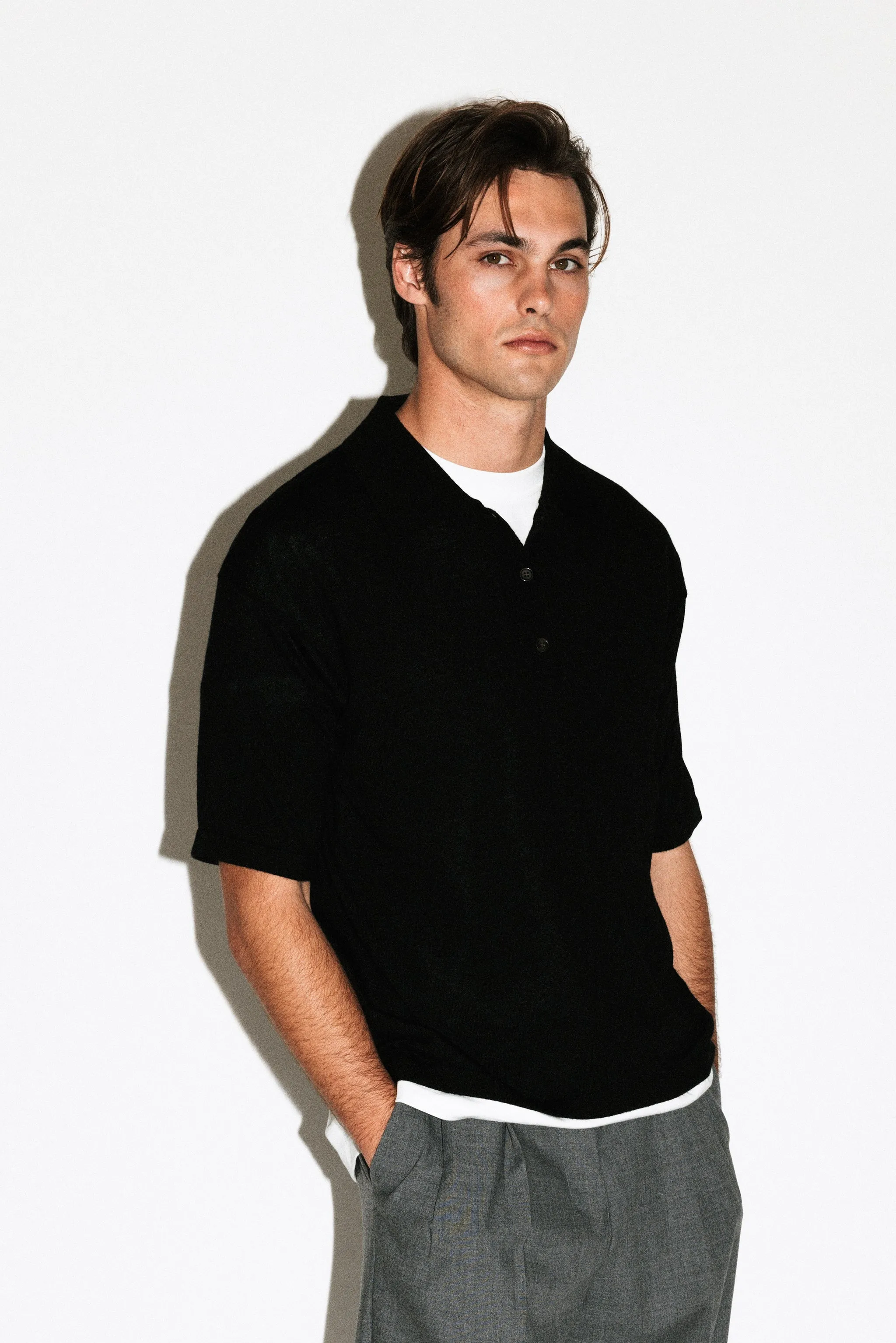 Deane Oversized Merino Polo | Black sold by California Arts product image thumbnail 2