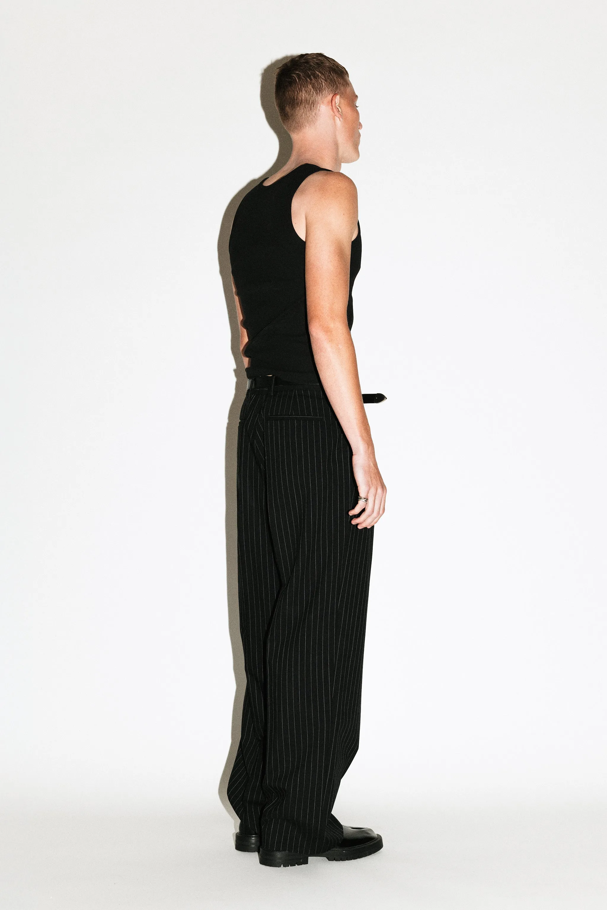 Dume Wide-Leg Ultra-Pleated Trouser | Pinstripe sold by California Arts product image thumbnail 3
