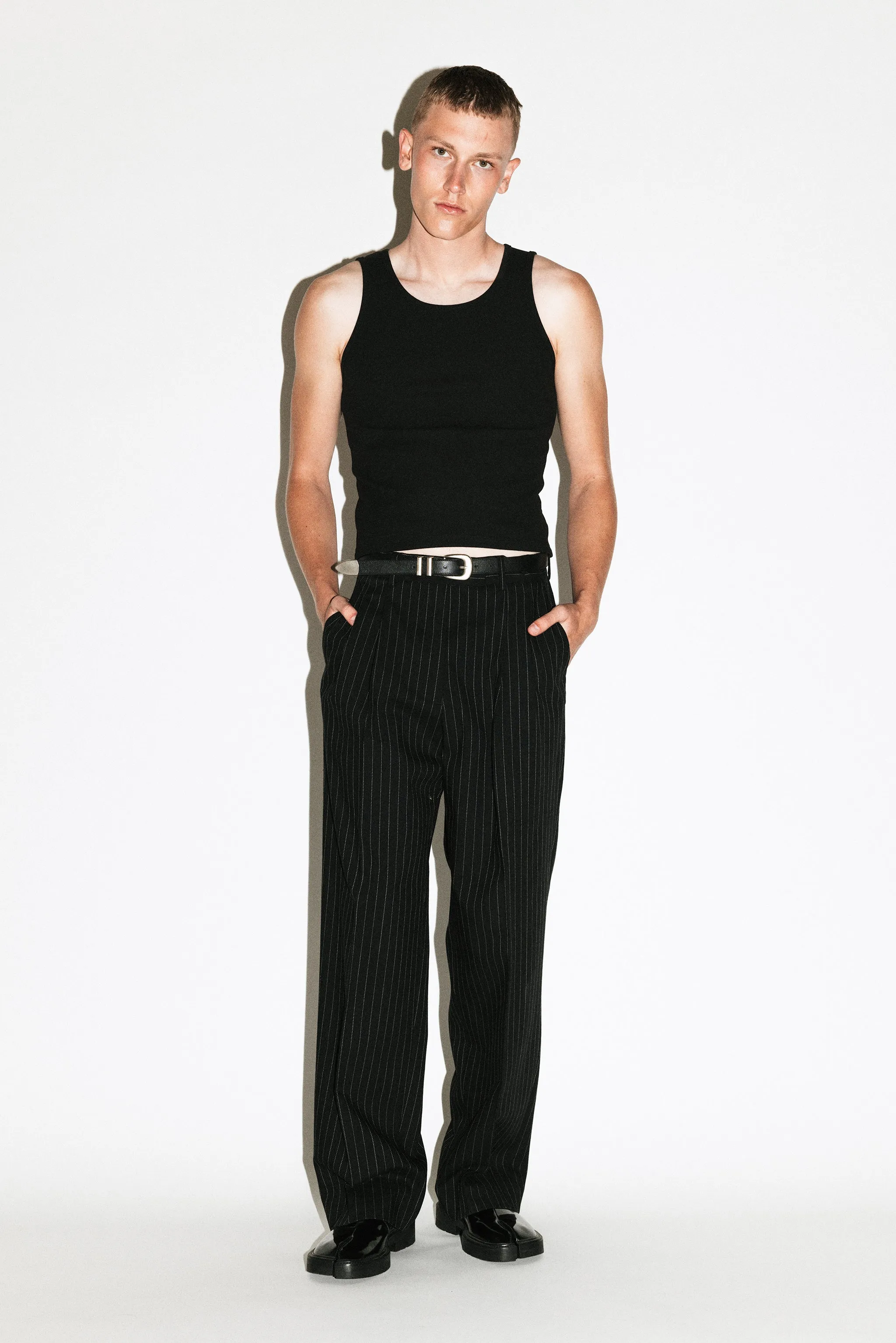Dume Wide-Leg Ultra-Pleated Trouser | Pinstripe sold by California Arts