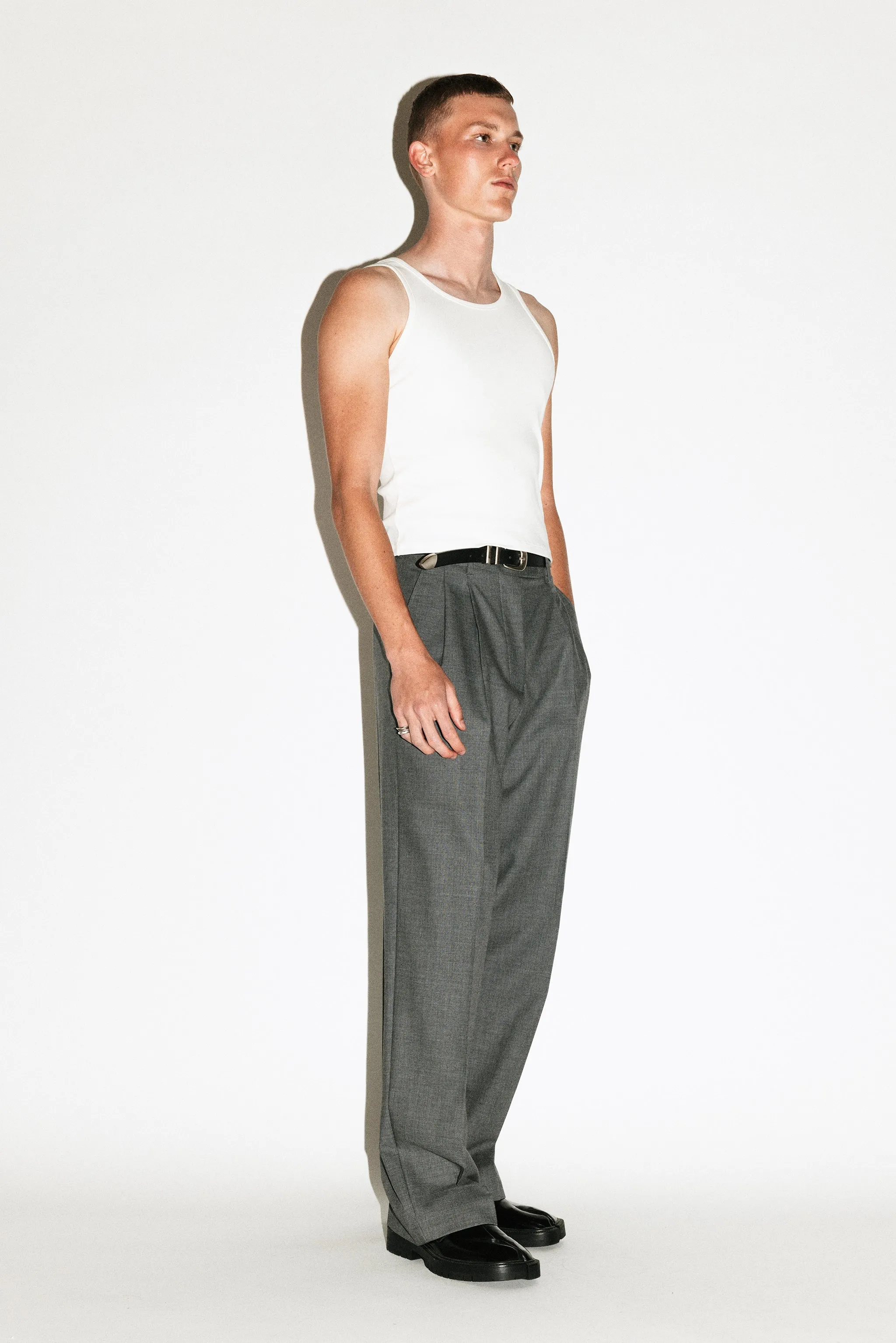 Dume Wide-Leg Ultra-Pleated Trouser | Smoke sold by California Arts product image thumbnail 2