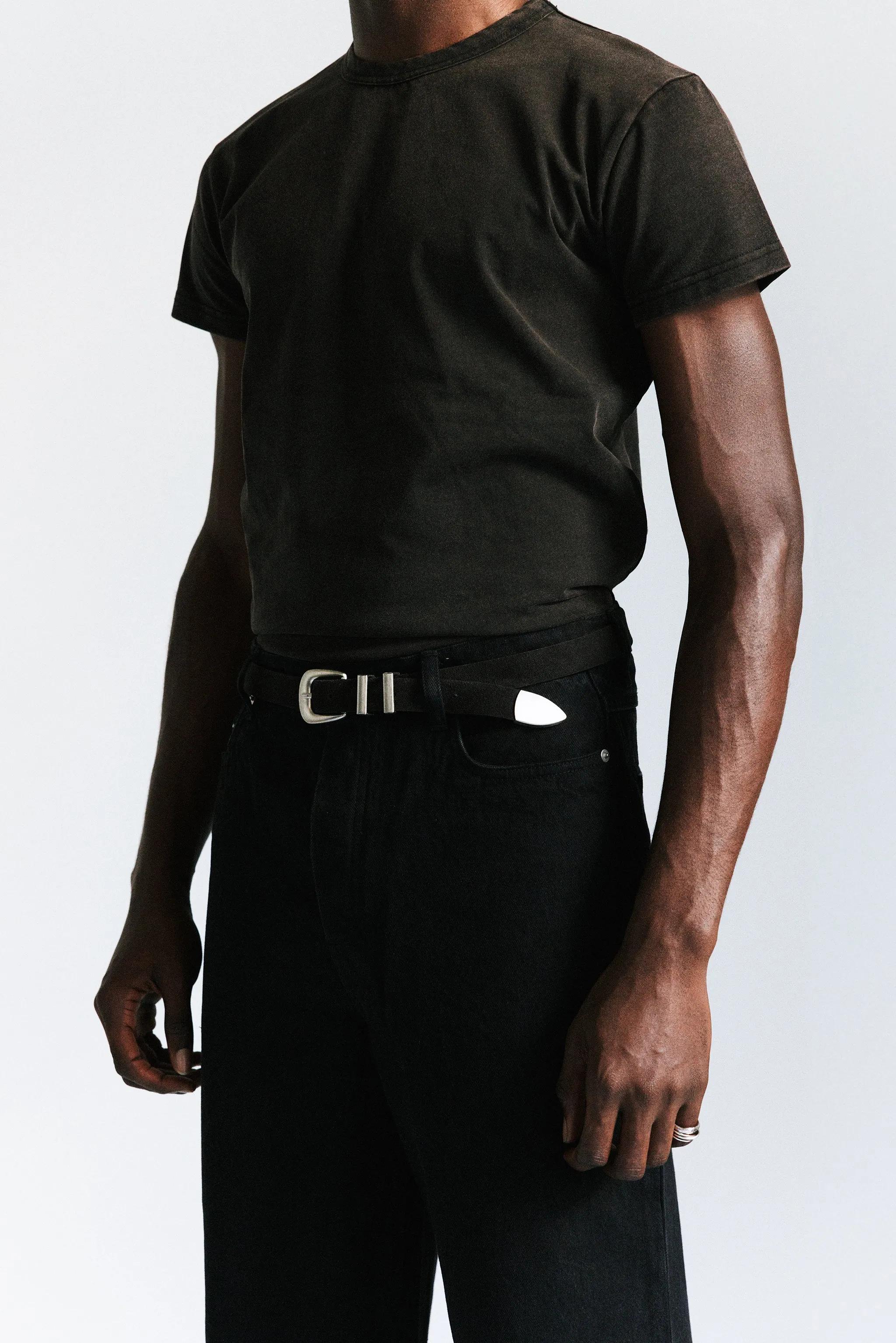 Wilshire Western Leather Belt | Charcoal Suede sold by California Arts product image thumbnail 2