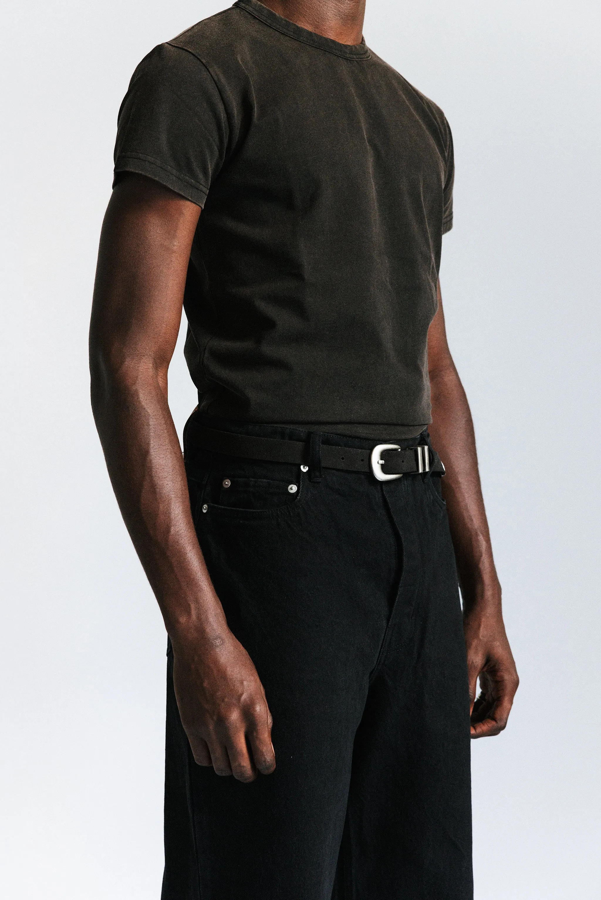 Wilshire Western Leather Belt | Charcoal Suede sold by California Arts product image thumbnail 3