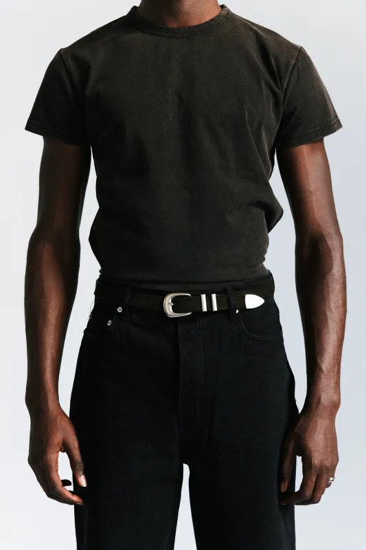 Wilshire Western Leather Belt  |  Charcoal Suede sold by California Arts