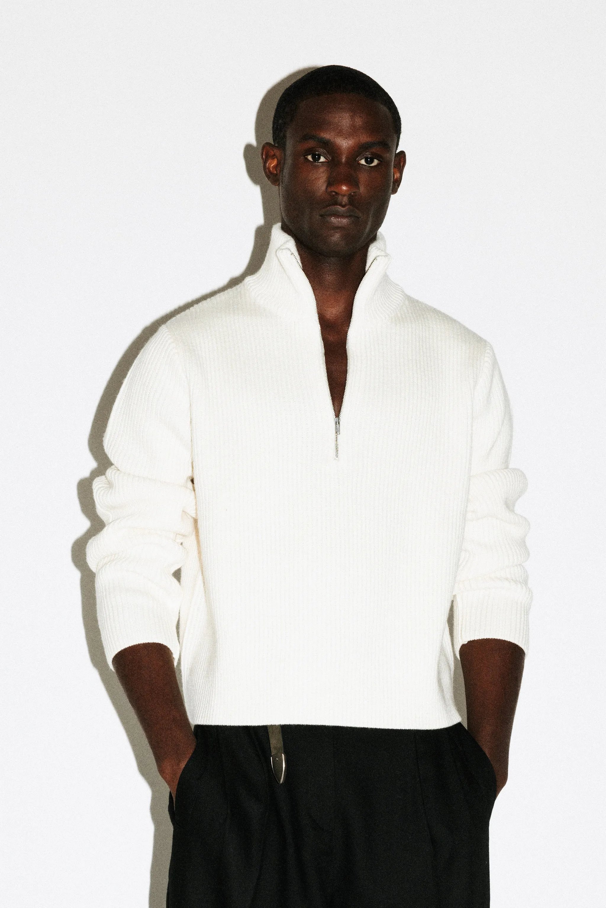 Walden Chunky Half-Zip Wool Sweater | Bone sold by California Arts