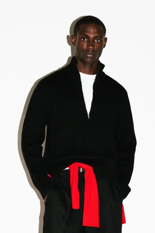 Walden Chunky Half-Zip Wool Sweater  |  Black sold by California Arts